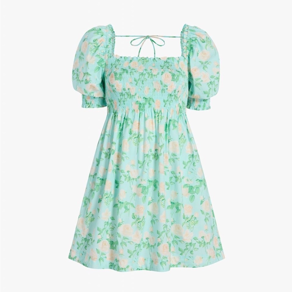 NWT Hill House Athena Nap Mini Dress in Blue w/Pink & Green Floral - Small